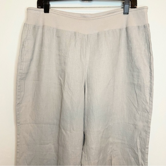 NWT BLUE Saks Fifth Avenue Linen Wide Leg Light Gray Pull On Pants Sz XL - Picture 3 of 11